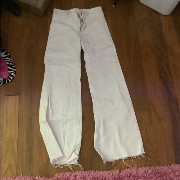 White Wide-Leg Frayed Hem Pants - Picture 1 of 1